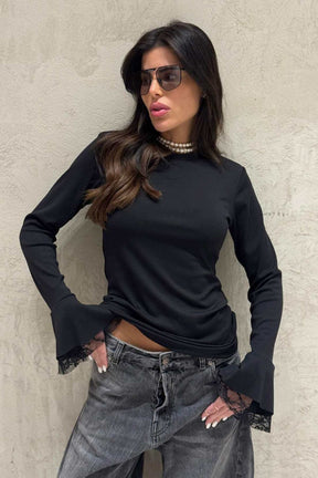 חולצת פעמון תחרה נוגה