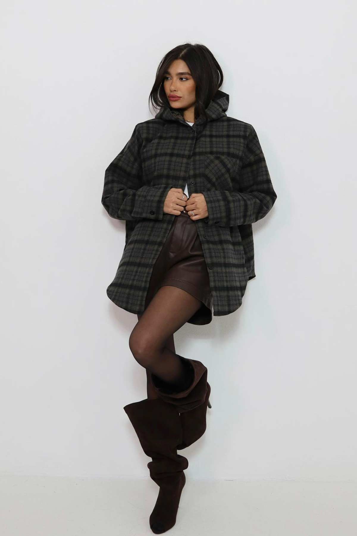 ג'קט משבצות גלי