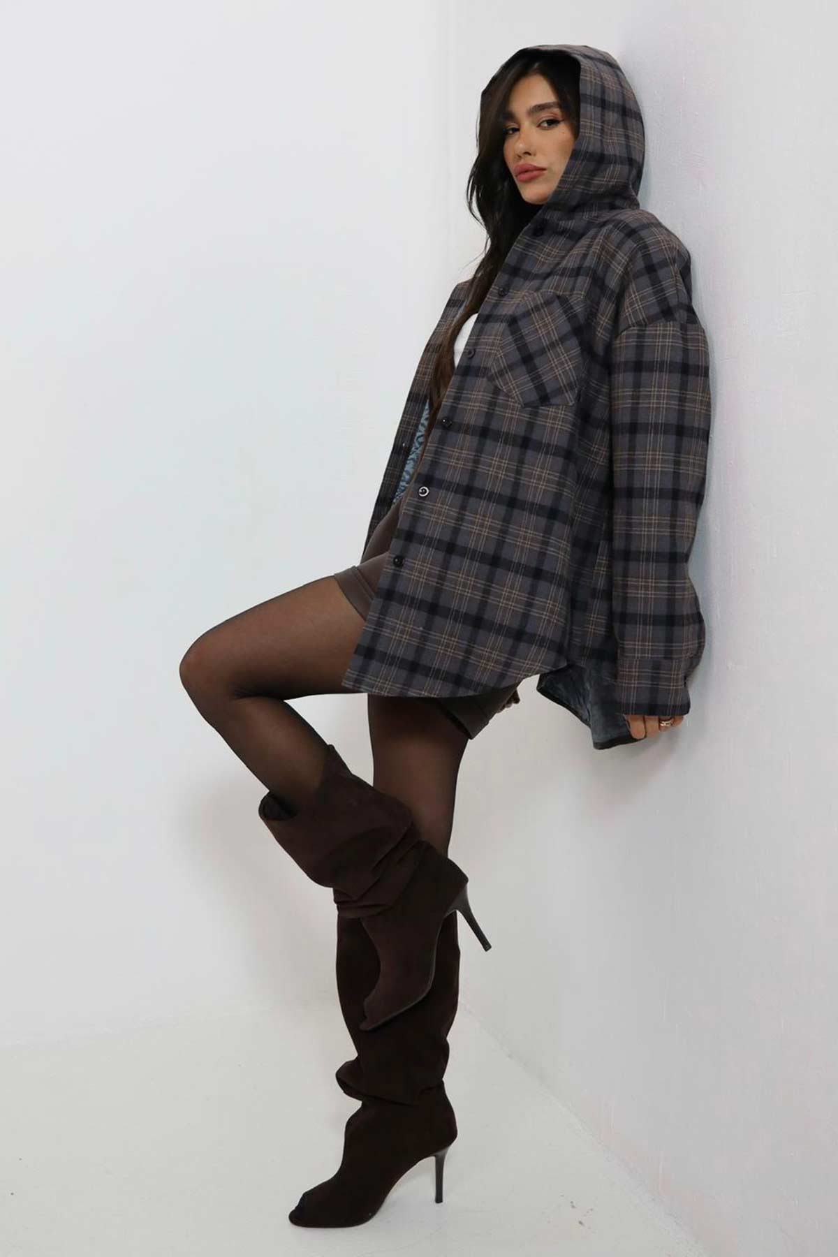 ג'קט משבצות גלי