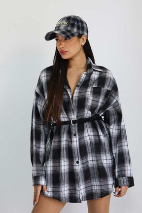 חולצת משבצות מכופתרת לארה