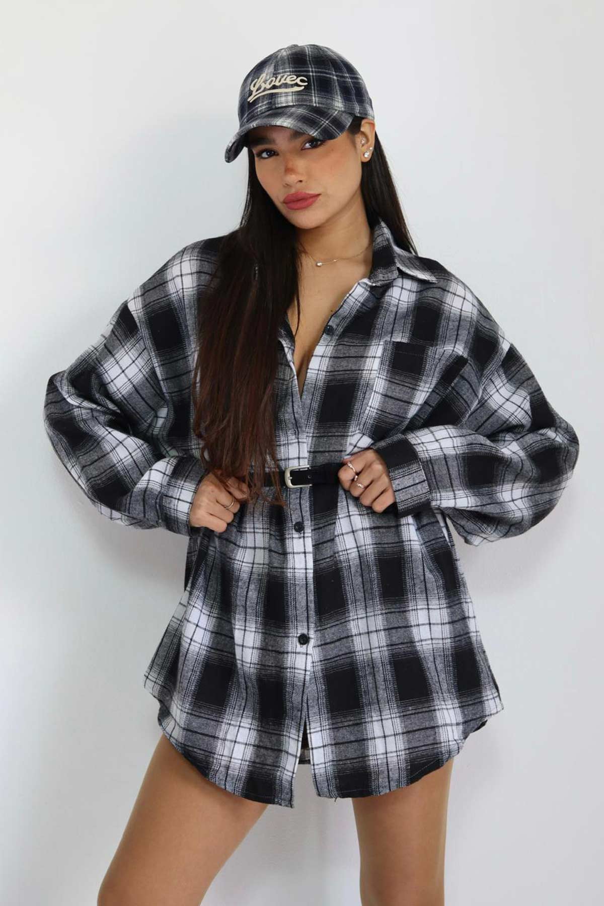 חולצת משבצות מכופתרת לארה