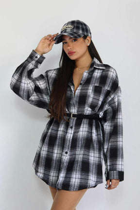 חולצת משבצות מכופתרת לארה