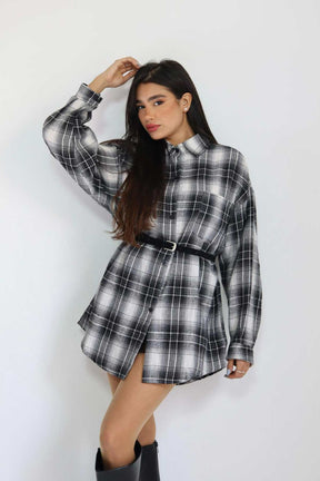 חולצת משבצות מכופתרת לארה