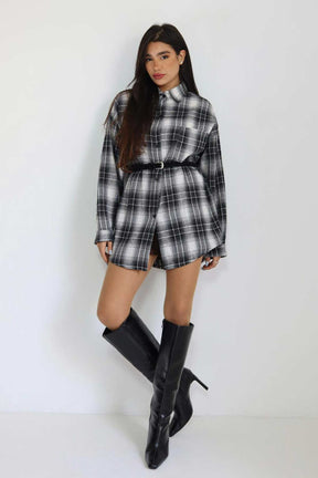 חולצת משבצות מכופתרת לארה