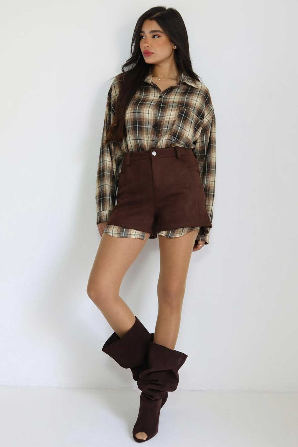 חולצת משבצות מכופתרת לארה