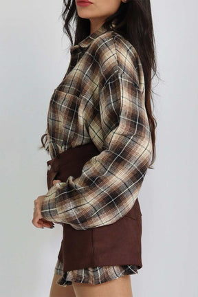 חולצת משבצות מכופתרת לארה