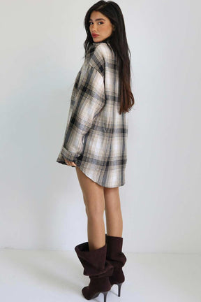 חולצת משבצות מכופתרת לארה