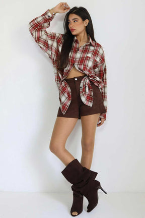 חולצת משבצות מכופתרת לארה