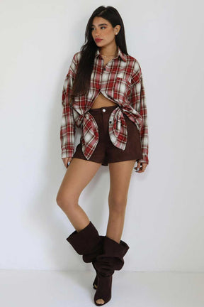 חולצת משבצות מכופתרת לארה