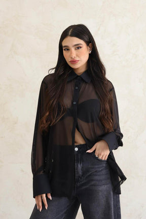 חולצה מכופתרת שיפון מיורקה