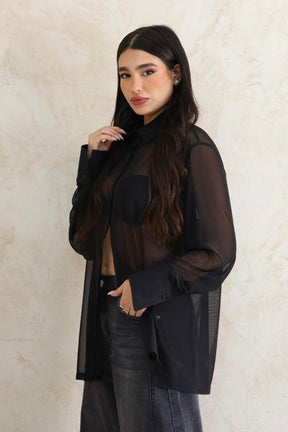 חולצה מכופתרת שיפון מיורקה