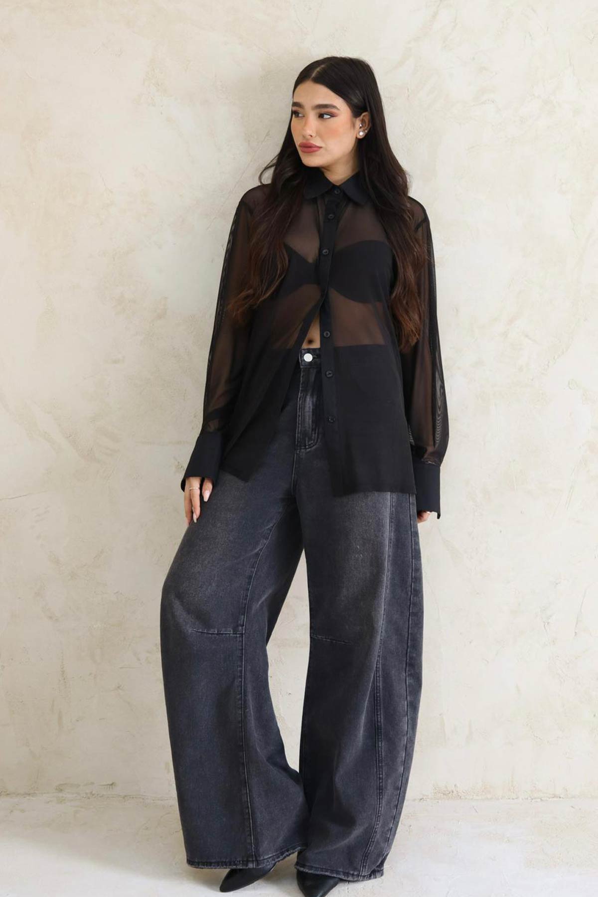 חולצה מכופתרת שיפון מיורקה