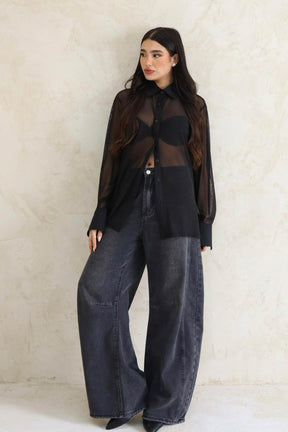 חולצה מכופתרת שיפון מיורקה