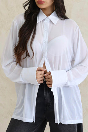 חולצה מכופתרת שיפון מיורקה