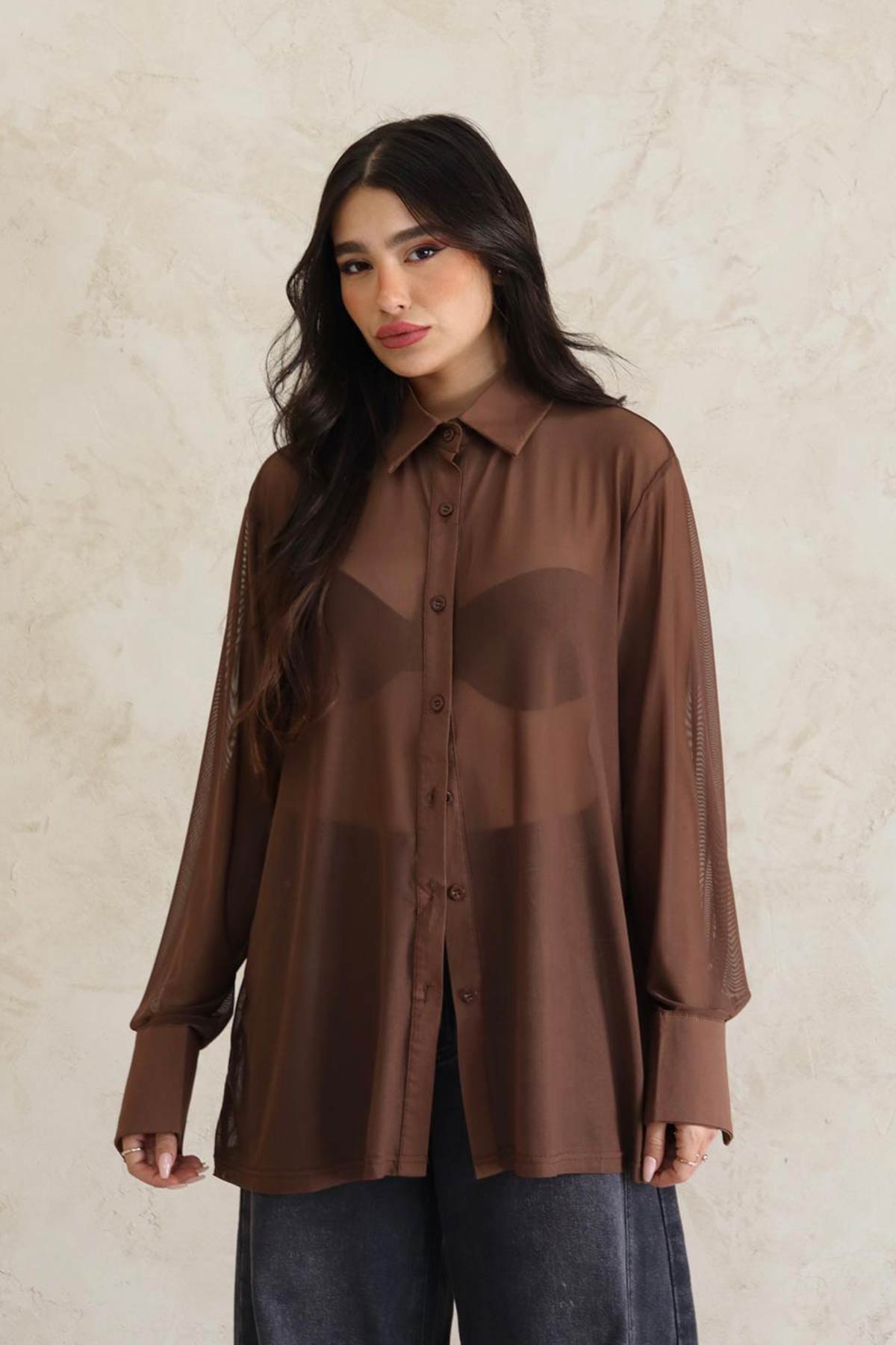 חולצה מכופתרת שיפון מיורקה