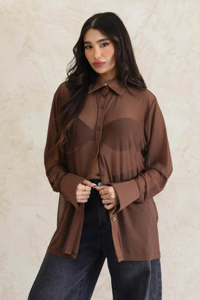 חולצה מכופתרת שיפון מיורקה