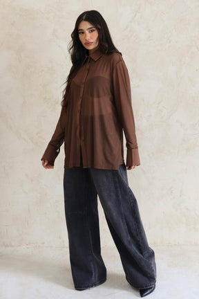 חולצה מכופתרת שיפון מיורקה