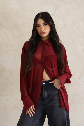 חולצה מכופתרת שיפון מיורקה