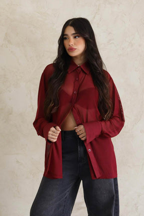 חולצה מכופתרת שיפון מיורקה