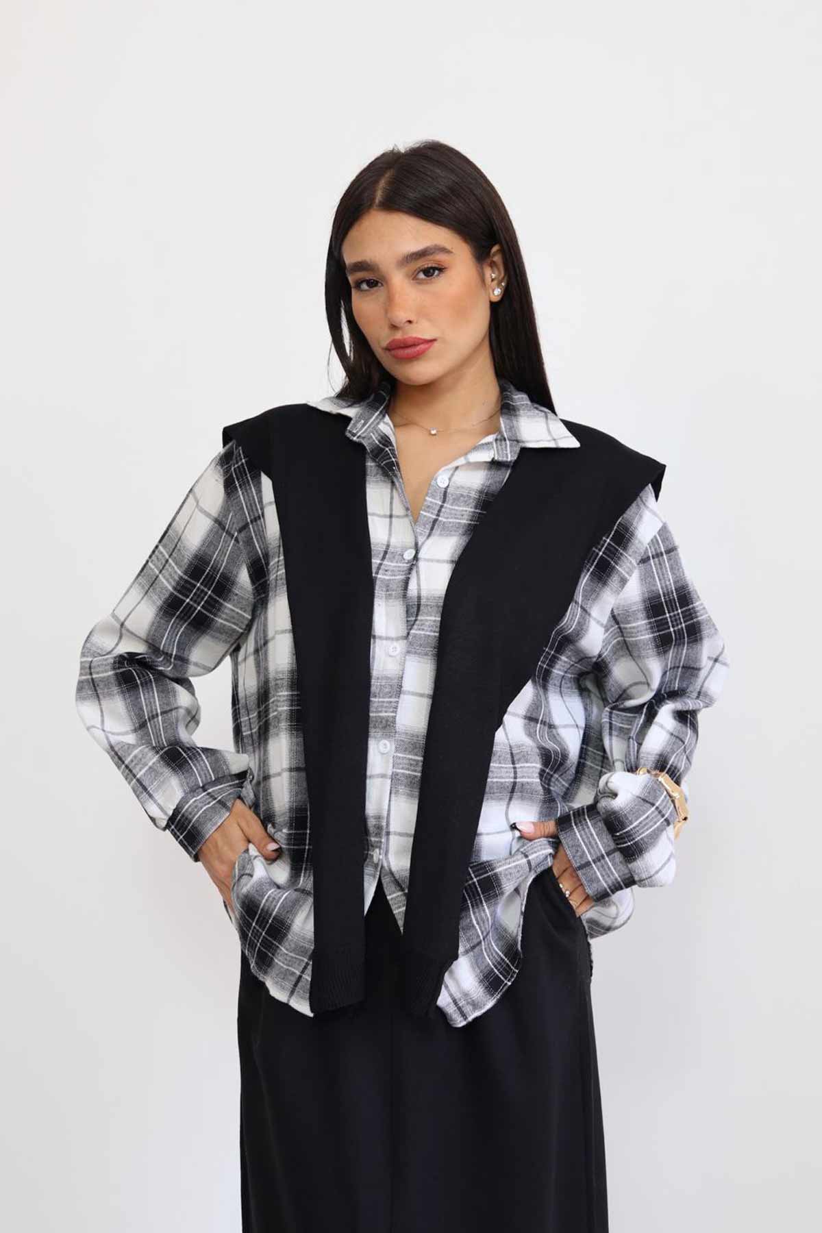 חולצת פלנל מכופתרת צ'לנג'