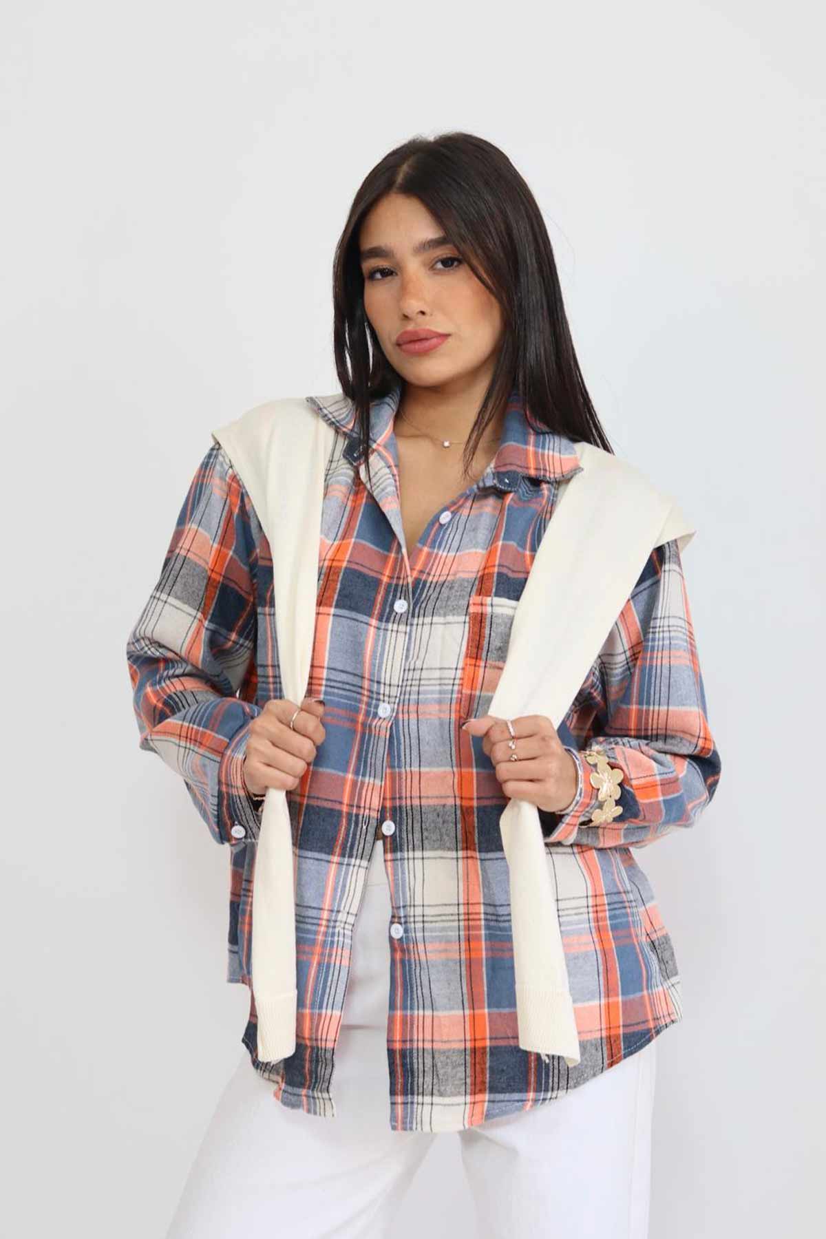 חולצת פלנל מכופתרת צ'לנג'