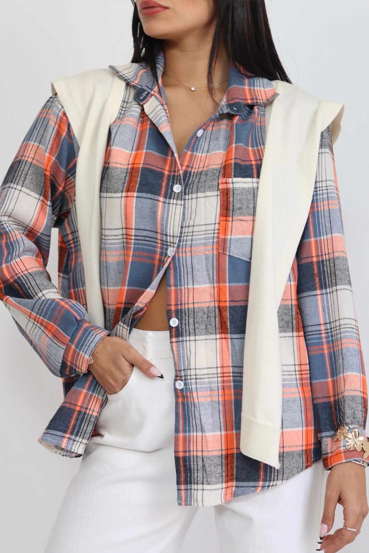 חולצת פלנל מכופתרת צ'לנג'