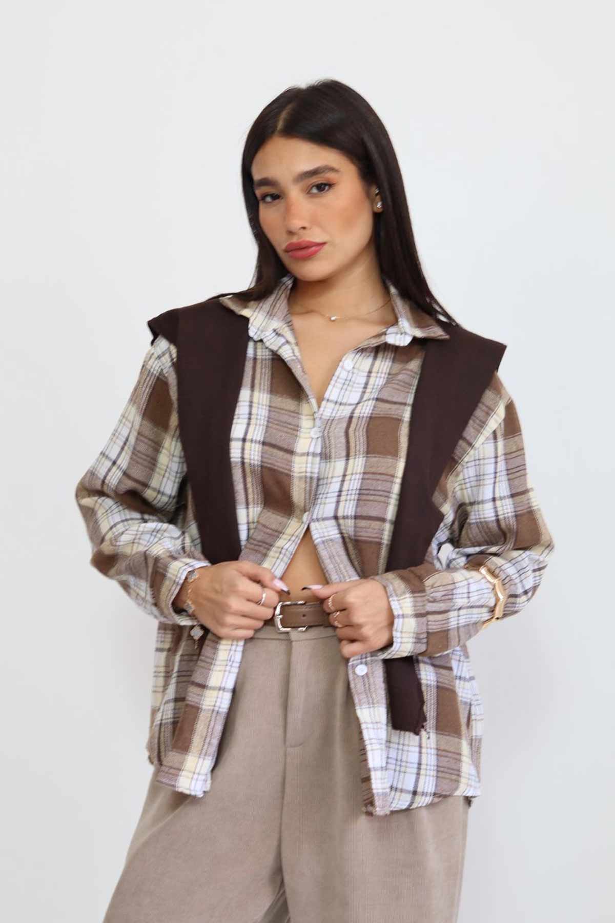 חולצת פלנל מכופתרת צ'לנג'