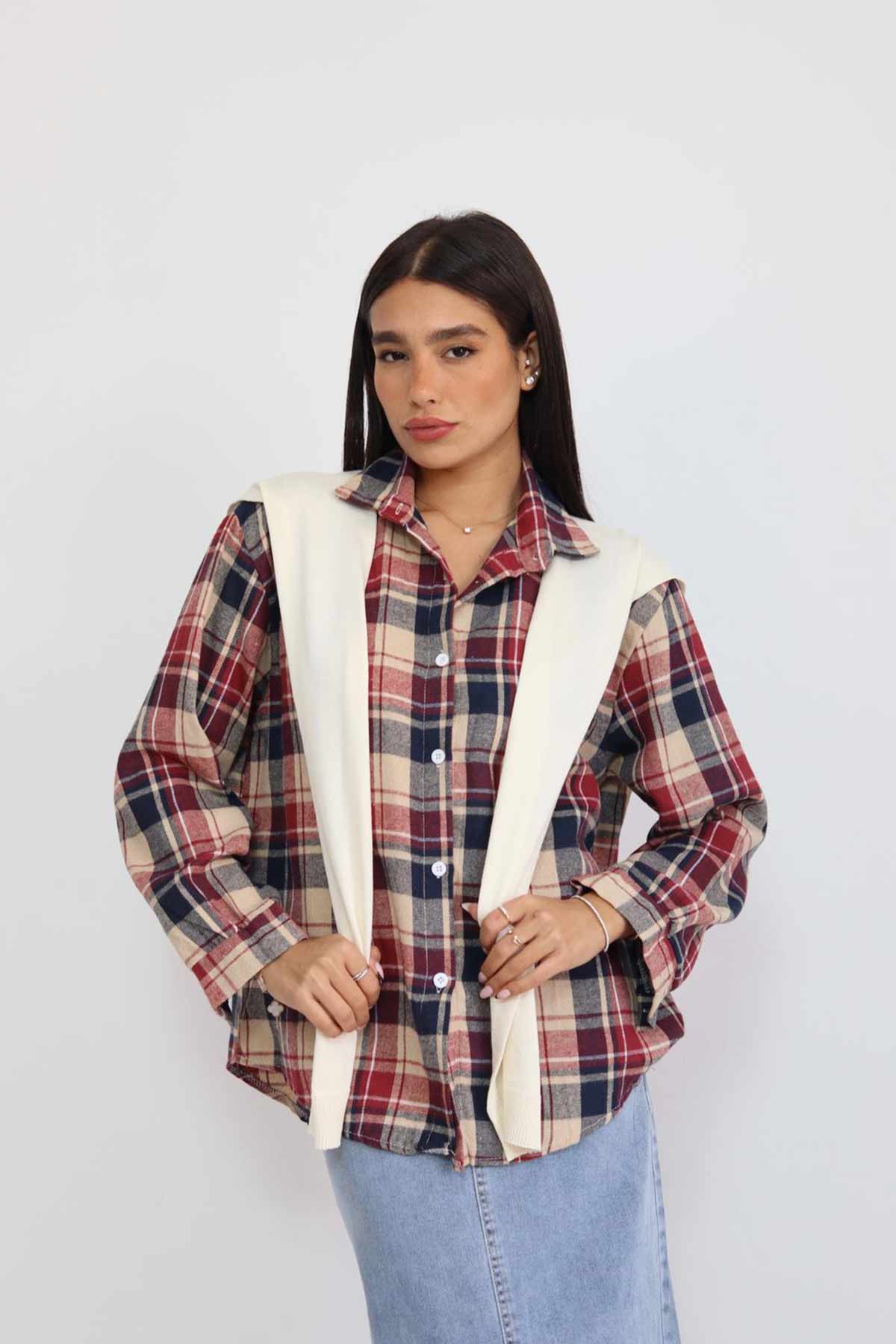 חולצת פלנל מכופתרת צ'לנג'