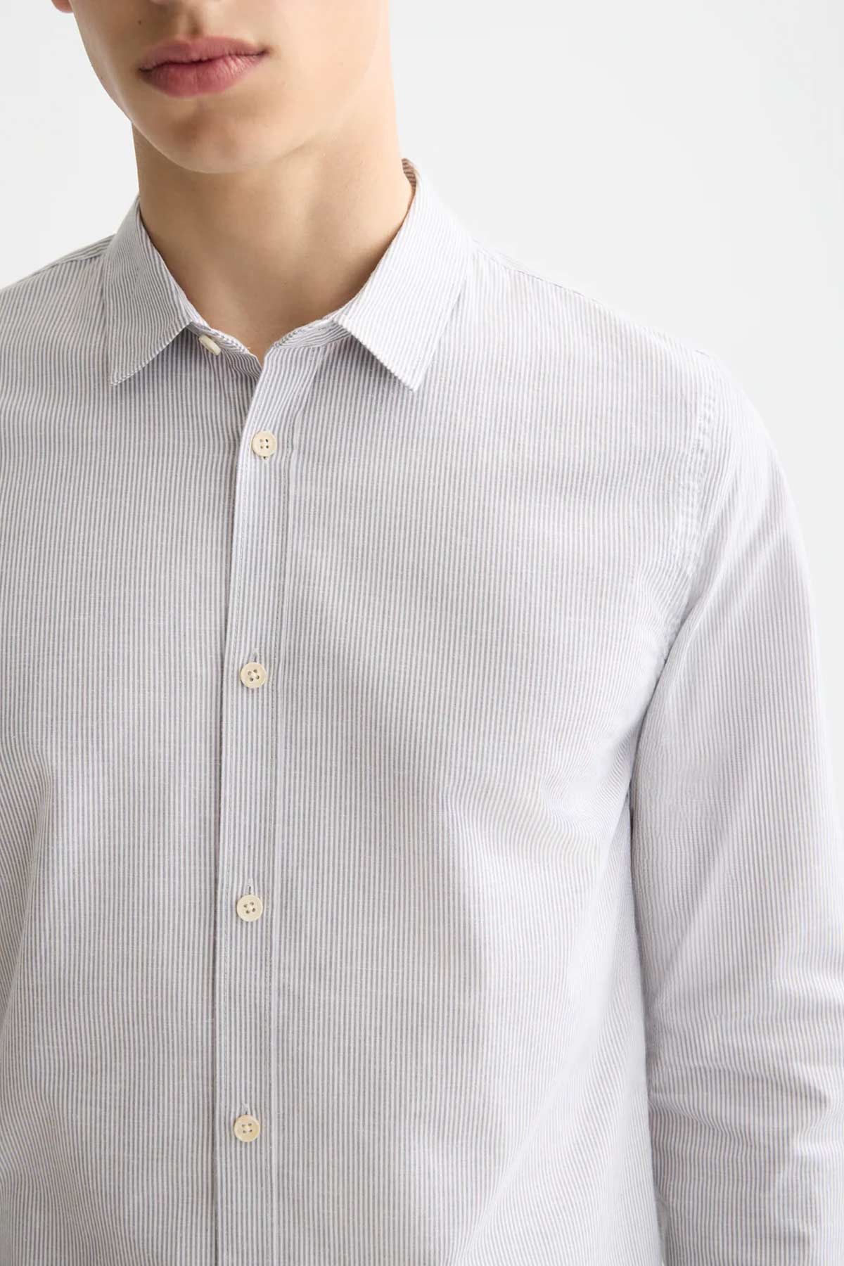 חולצה מכופתרת Stripes Slim Fit Poplin