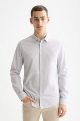 חולצה מכופתרת Stripes Slim Fit Poplin