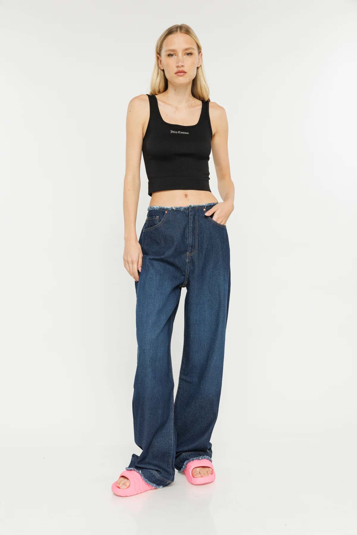 Juicy Couture ג'ינס Mid Wide Leg בצבע כחול כהה-Juicy Couture-34-נאקו