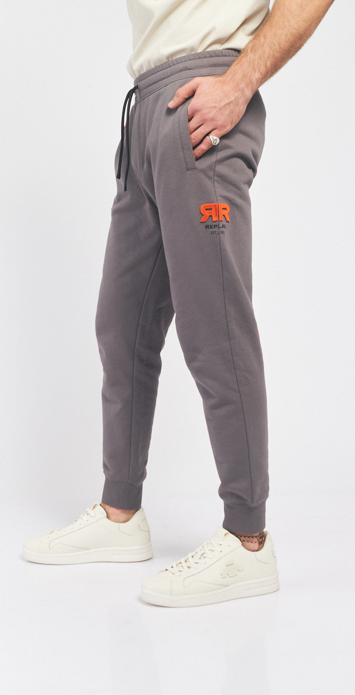 ריפליי מכנסי טרנינג מבד טרי בצבע אפור לגברים-Replay-S-נאקו