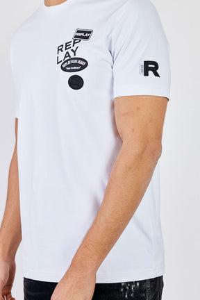 ריפליי חולצת טי קצרה Richie בצבע לבן לגברים-Replay-XS-נאקו