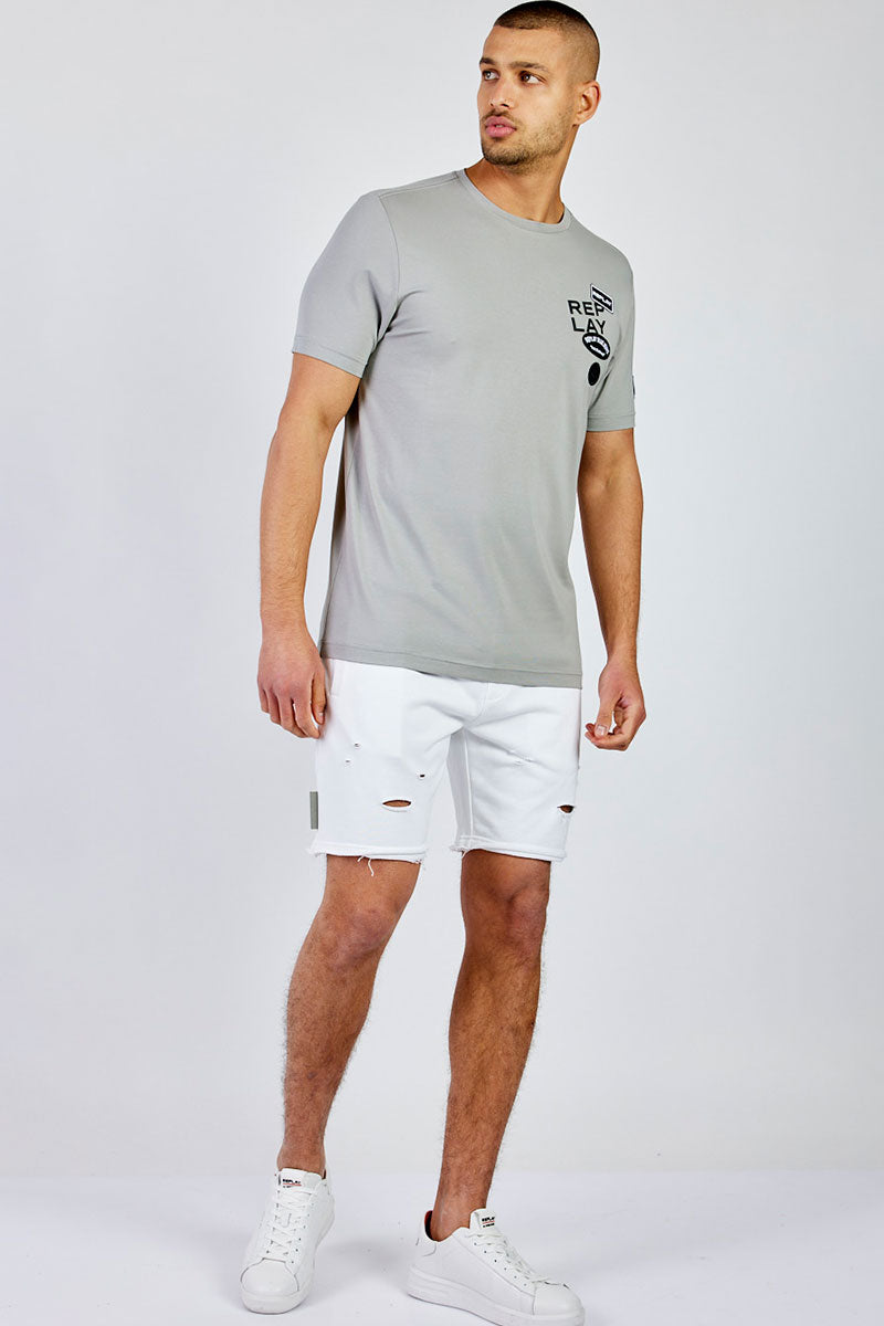ריפליי חולצת טי קצרה Richie בצבע אפור לגברים-Replay-XS-נאקו