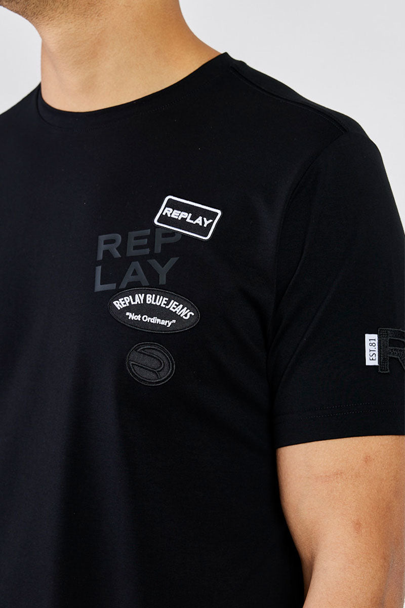 ריפליי חולצת טי קצרה Richie בצבע שחור לגברים-Replay-XS-נאקו