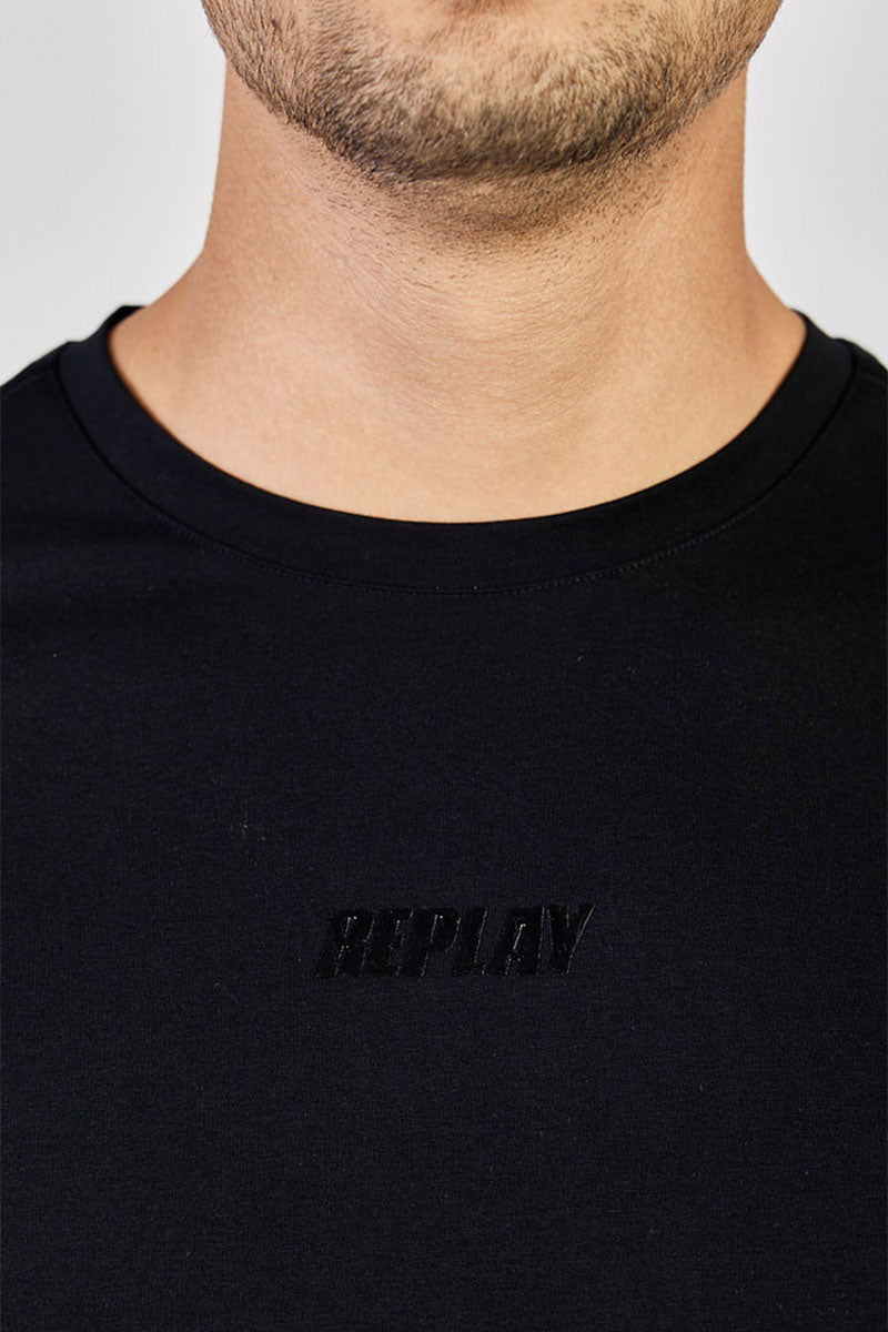 ריפליי חולצת טי שירט קצרה Guy בצבע שחור לגברים-Replay-XS-נאקו