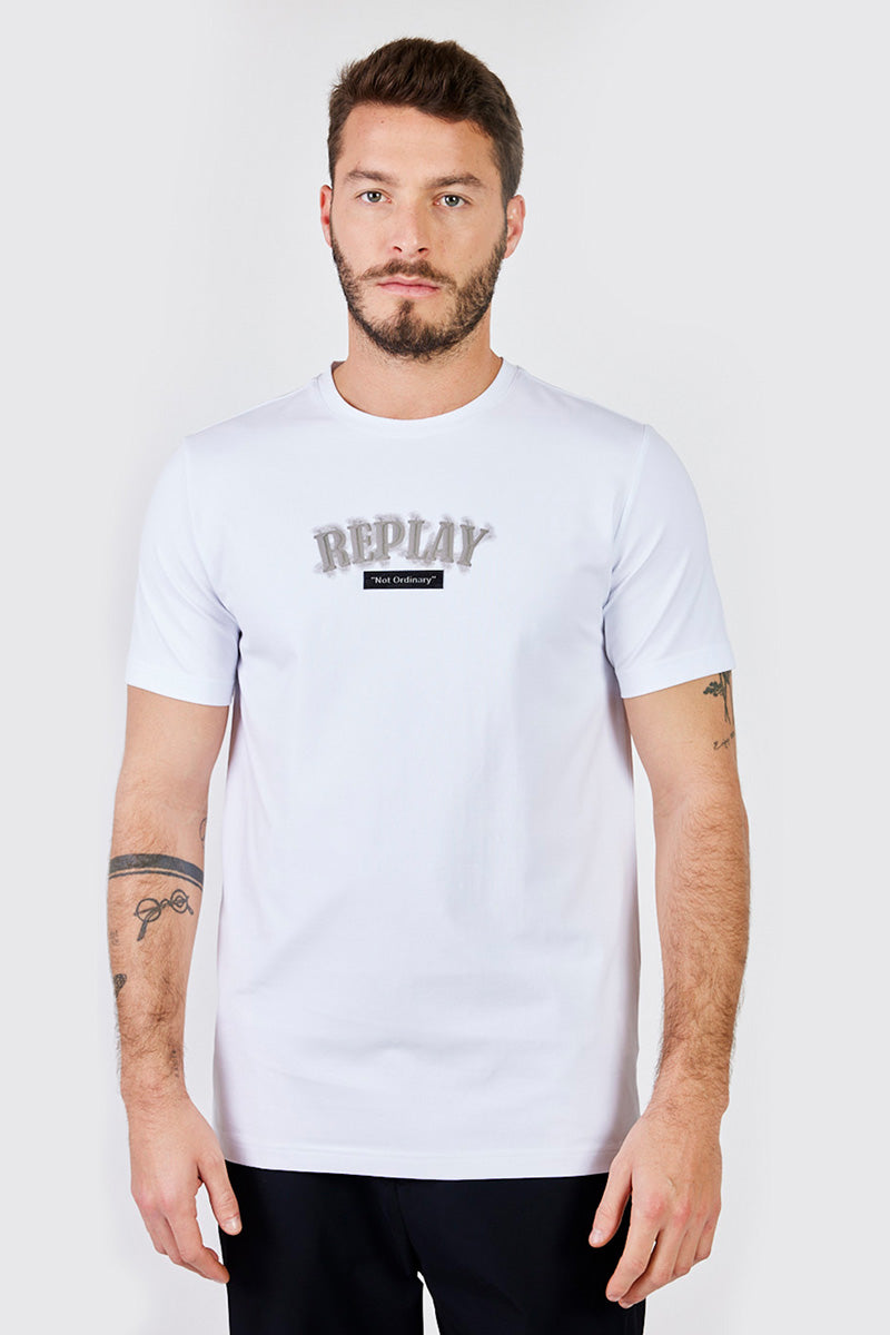 ריפליי חולצת טי קצרה Roei בצבע לבן לגברים-Replay-XS-נאקו