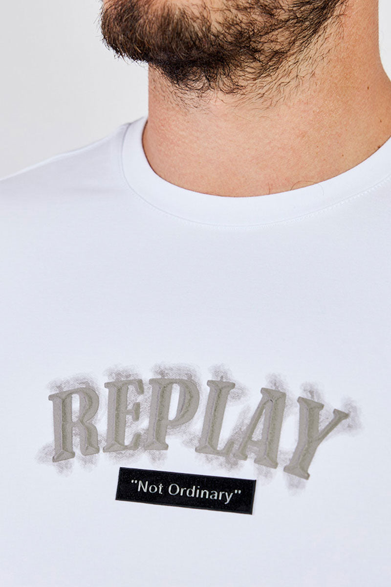 ריפליי חולצת טי קצרה Roei בצבע לבן לגברים-Replay-XS-נאקו