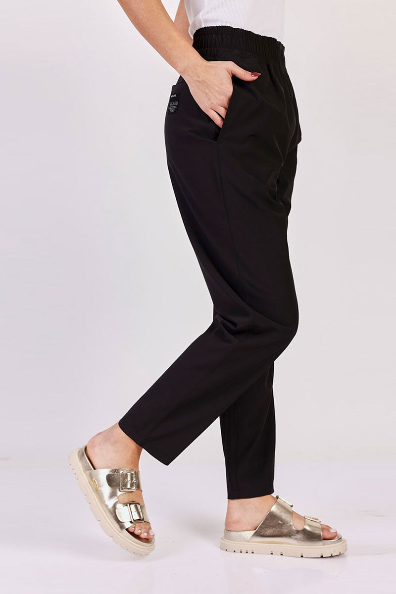 Replay מכנסי ניילון ארוכים בצבע שחור לנשים-Replay-XS-נאקו