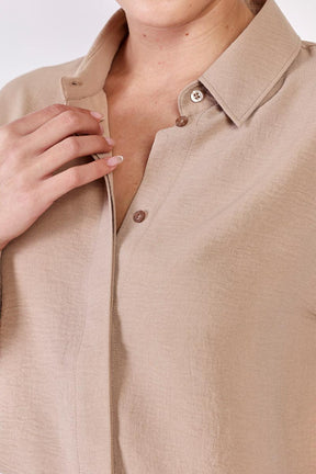 Replay חולצה מכופתרת Crop בצבע חום לנשים-Replay-XS-נאקו