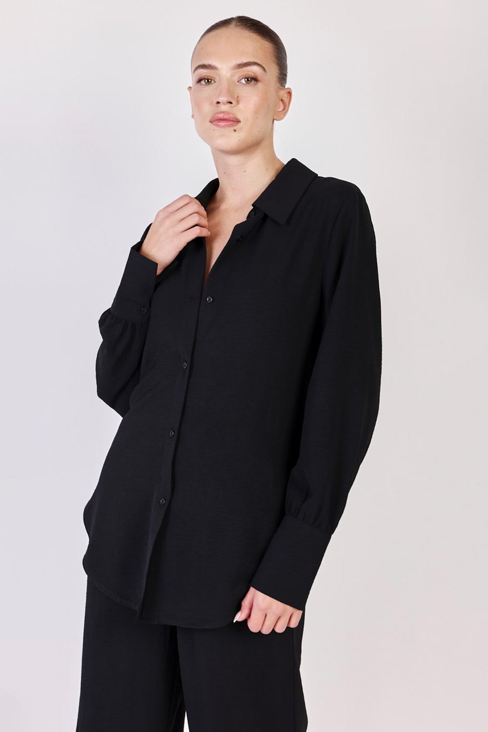 Replay חולצה מכופתרת Yam בצבע שחור לנשים-Replay-XS-נאקו