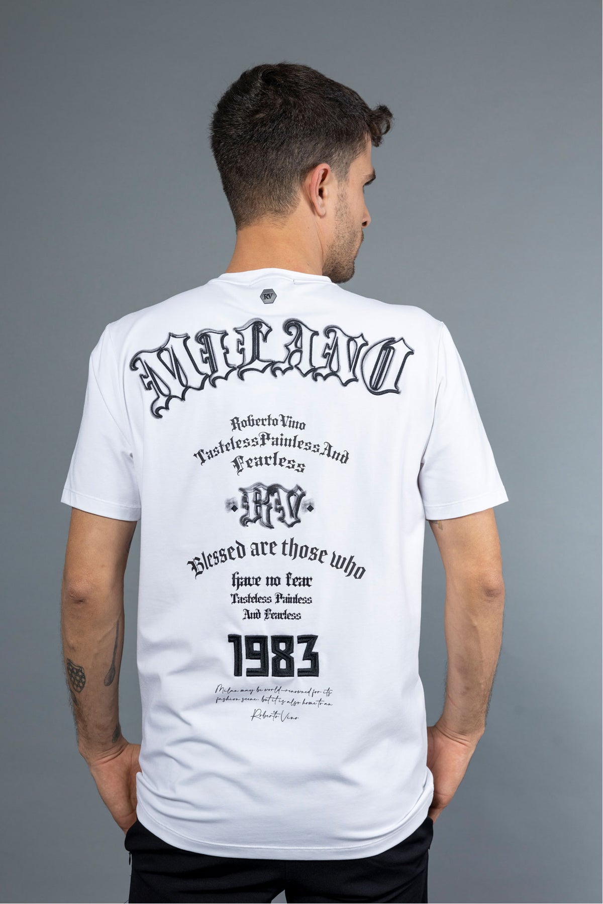רוברטו וינו חולצת טישירט Blessed בצבע לבן לגברים-Roberto Vino-XS-נאקו