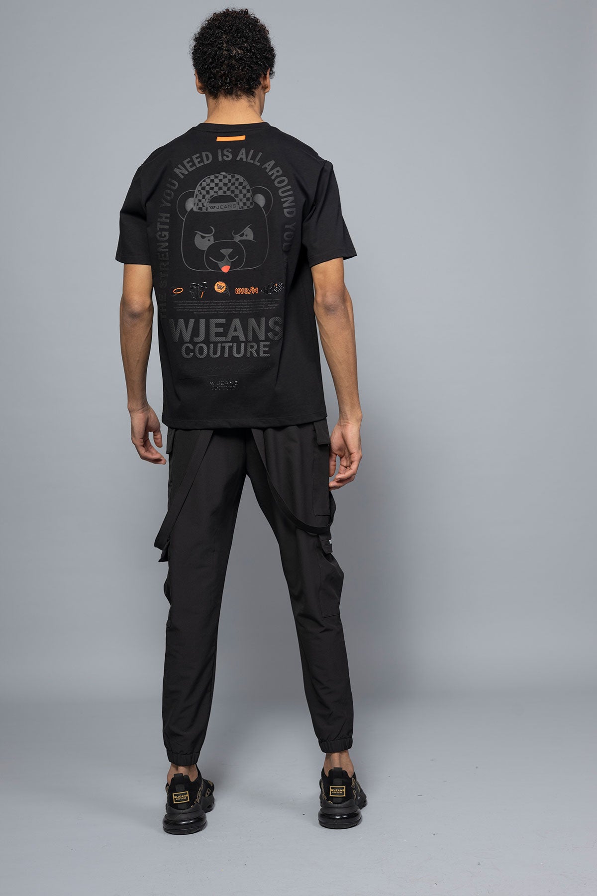 Wjeans חולצת טישירט אובר סייז Strength בצבע שחור לגברים-W Jeans-XS-נאקו