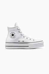 Converse All Star נעלי סניקרס אולסטאר פלטפורמה עור גבוהות בצבע לבן לנשים