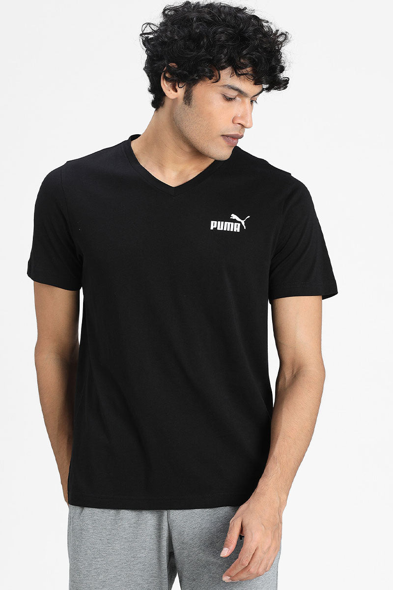 Puma חולצת טישירט קצרה צווארון וי בצבע שחור לגברים-Puma-XS-נאקו