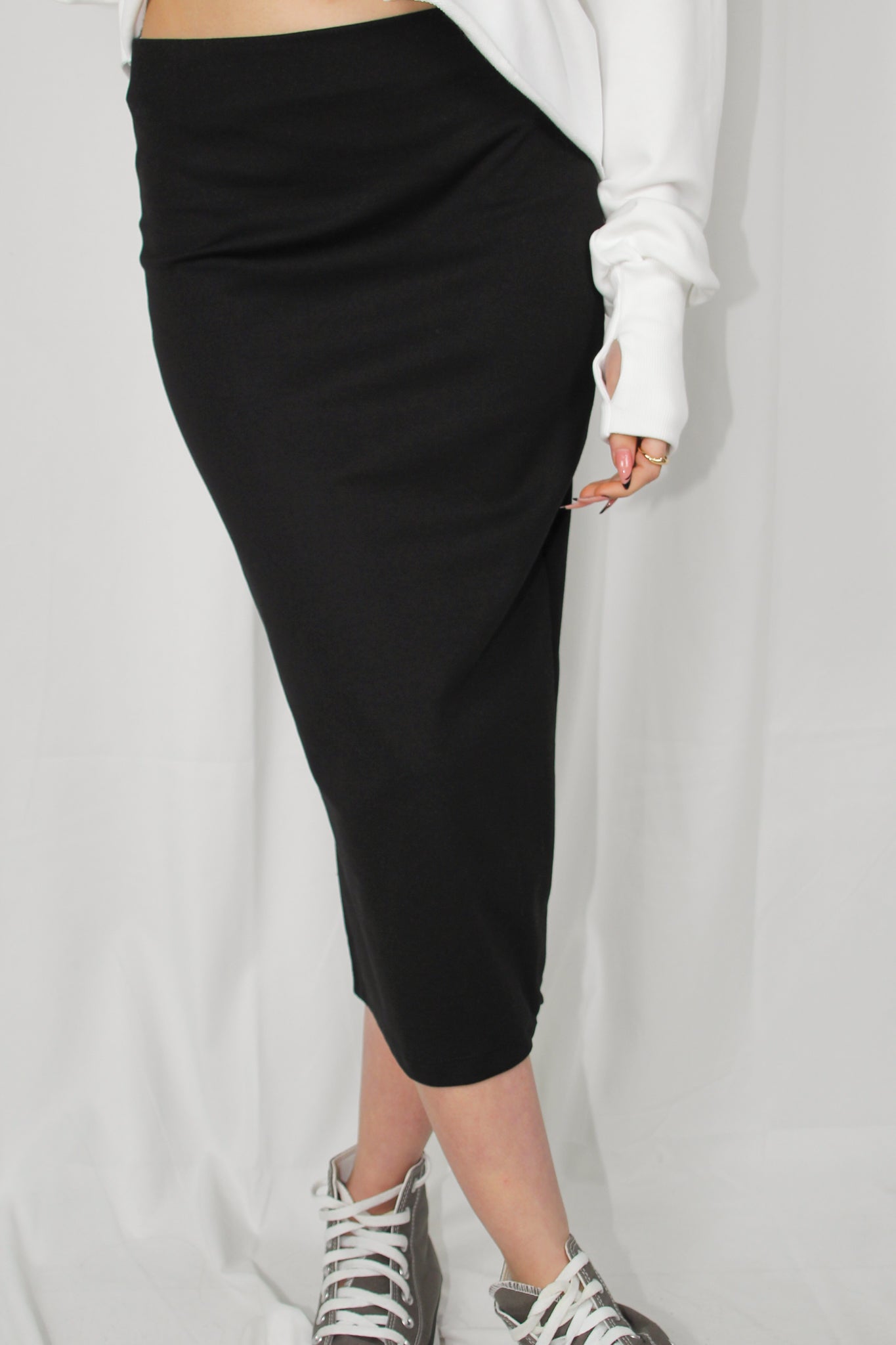 חצאית מידי ג'רסי בצבע שחור לנשים-Daniel-1-נאקו