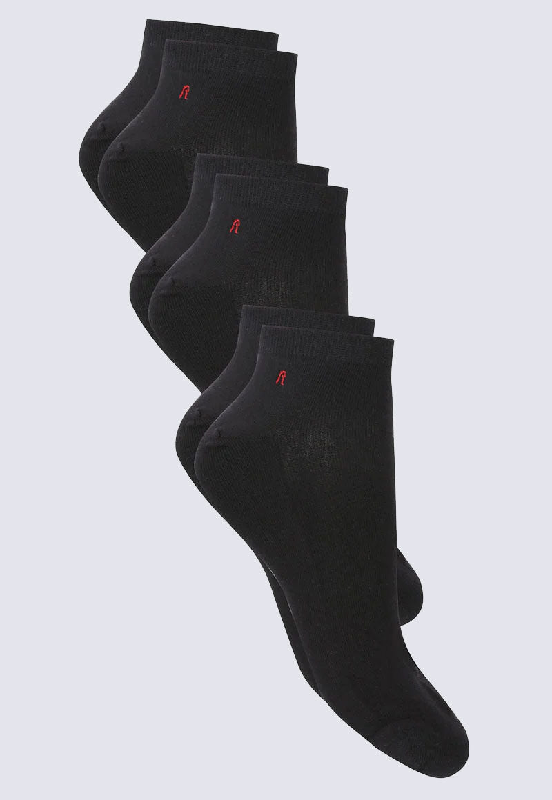 ריפליי 3 גרבי פוטי חצי קרסול בצבע שחור לגברים-Replay-One Size-נאקו