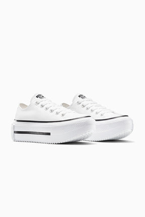 Converse All star סניקרס פלטפורמה נמוכות Lift Double Stack בצבע לבן