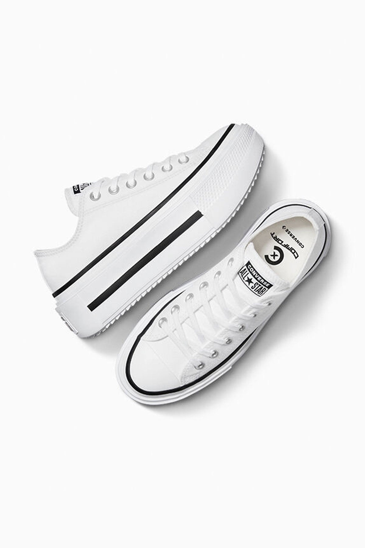 Converse All star סניקרס פלטפורמה נמוכות Lift Double Stack בצבע לבן