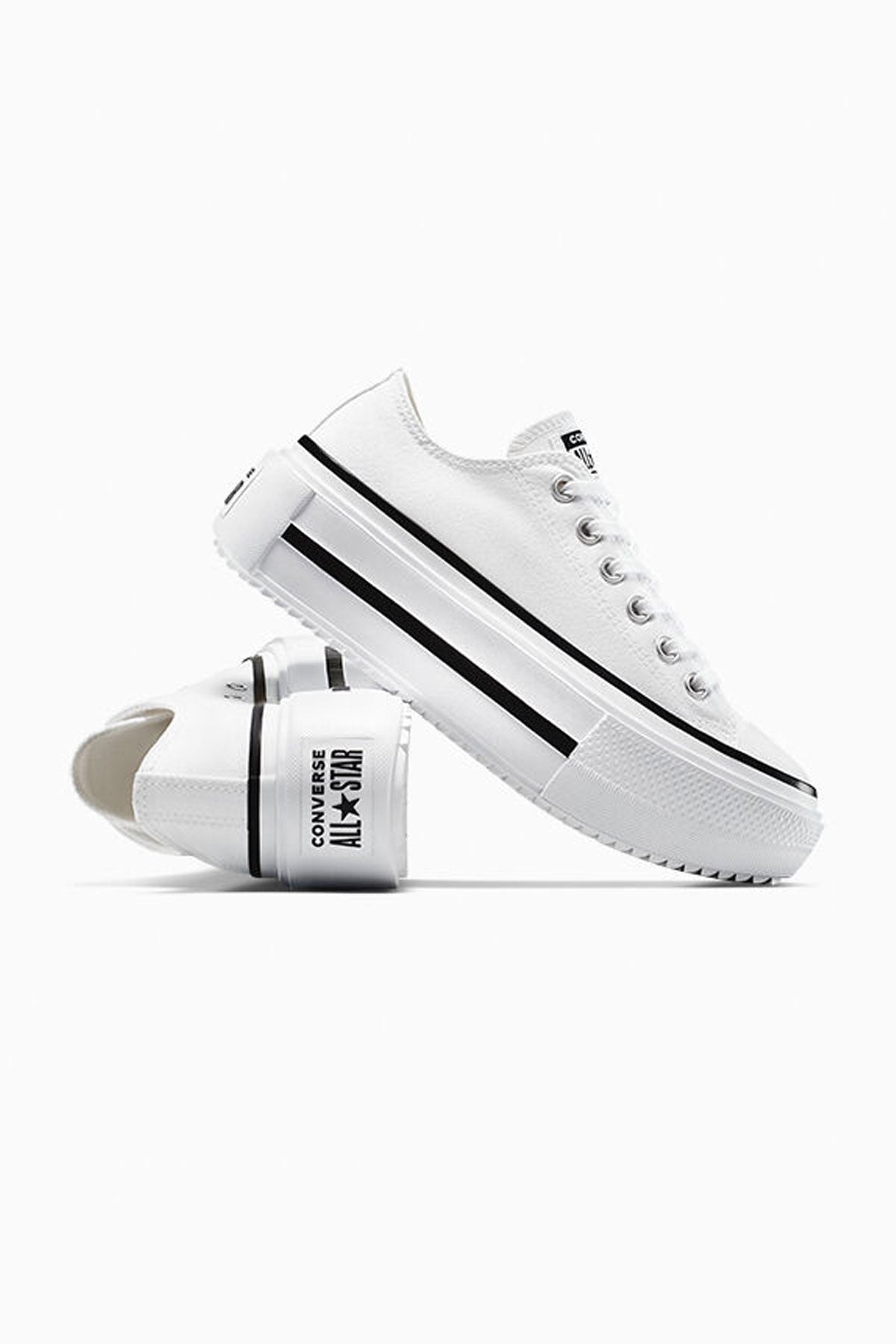 Converse All star סניקרס פלטפורמה נמוכות Lift Double Stack בצבע לבן